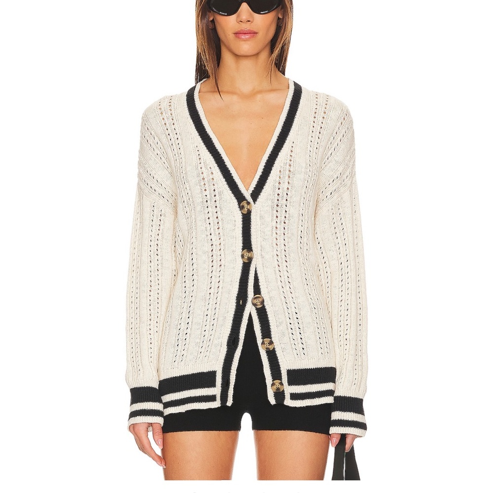 Sanctuary Women's Cream and Black Stripe Cardigan